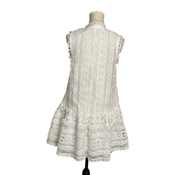 Endless Rose Lace Trim Crochet Mini Dress Sleeveless White Size M NWOT Romantic - Picture 15 of 15